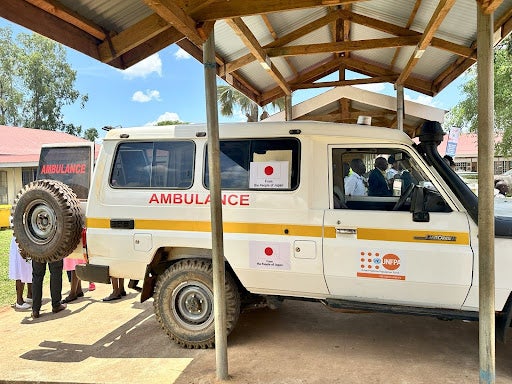 Lifesaving on wheels: A brand-new ambulance, which was procured with funding from the Government of Japan through UNFPA, now serves Palabek Kal HCIV, ensuring swift and safe transport for patients in need. PHOTO: UNFPA/Cinderella Anena