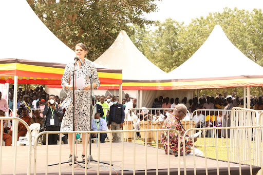 H.E. Signe Winding Albjerg, Danish Ambassador to Uganda, representing the European Union, delivers her remarks during the Youth Day Commemorations.