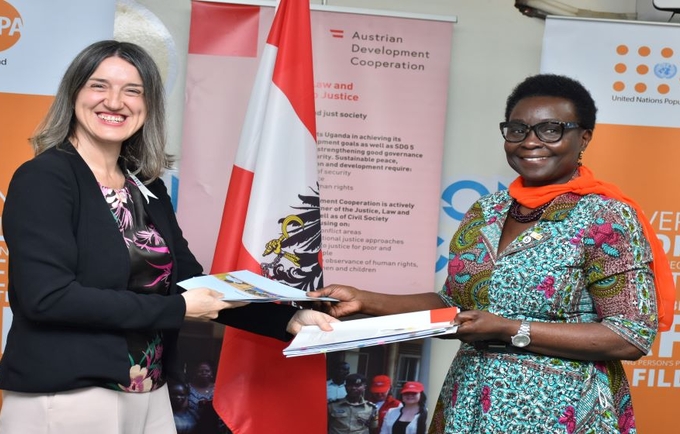 Head of Office ADC in Uganda Dr. Roswitha Kremser (L) and UNFPA Representative Dr. Mary Otieno.