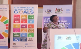 UN Resident Coordinator Ms. Susan Ngongi Namondo gives remarks on behalf of the UN in Uganda.