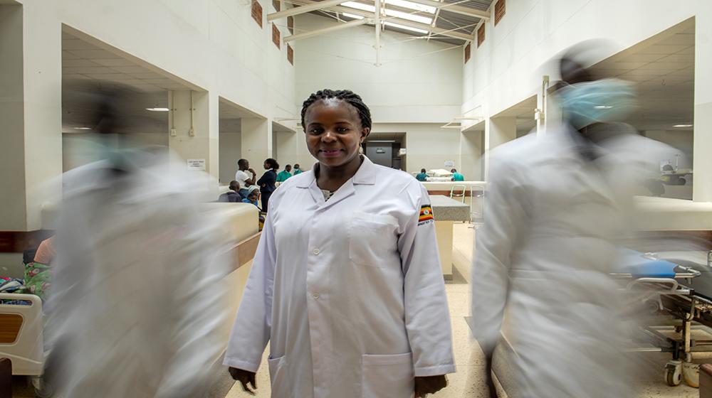 Dr. Baifa Arwinyo in the maternal unit at Gulu Regional Referral Hospital