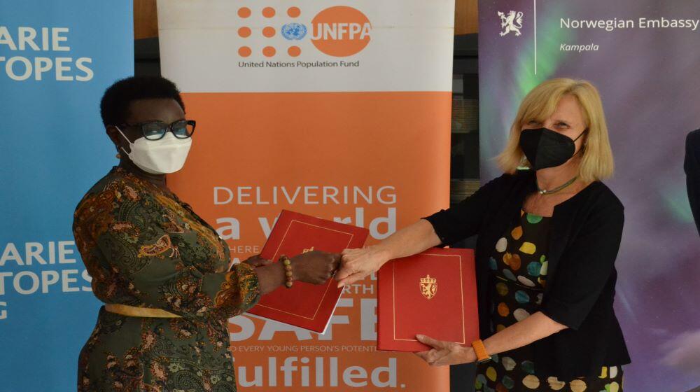 UNFPA Uganda Representative Dr Mary Otieno and  H. E Elin Østebo Johansen, the Norwegian Ambassador to Uganda. 