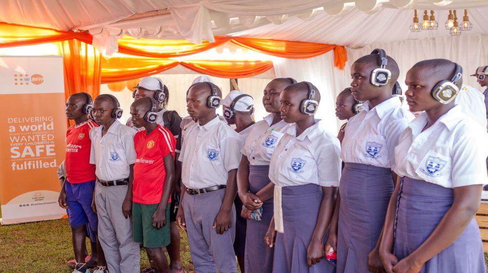 Engaging young people with Sexual and Reproductive Health talks during the World Population Day commemoration in Alebtong Distri