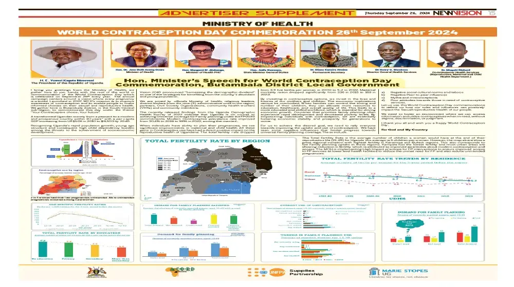 Supplement by Ministry of Health on World Contraception Day 26th September 2024