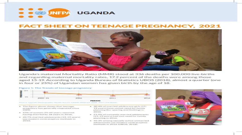 FACT SHEET ON TEENAGE PREGNANCY, 2021